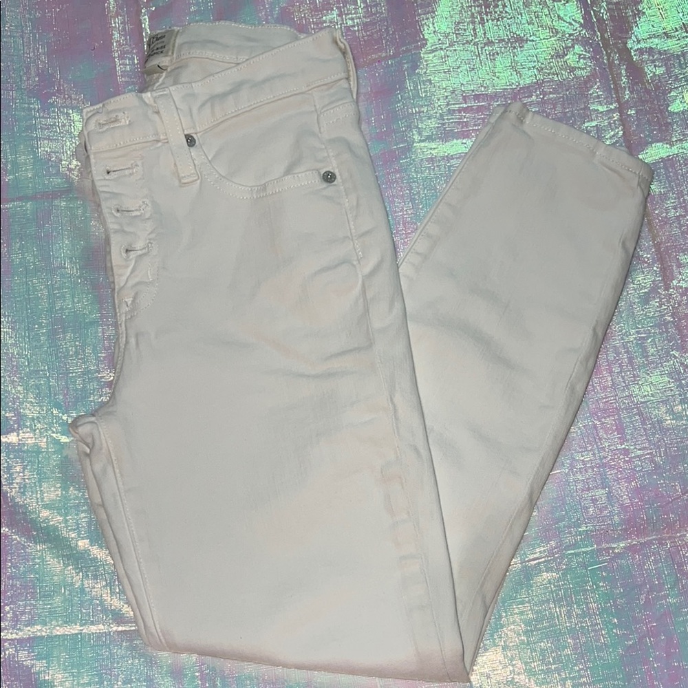 J. Crew White Skinny High Rise Toothpick Button Fly Stretch Jeans 145.
